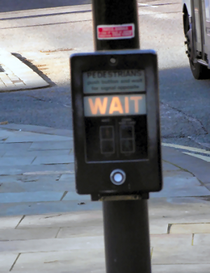 Wait button at Pelican Crossing